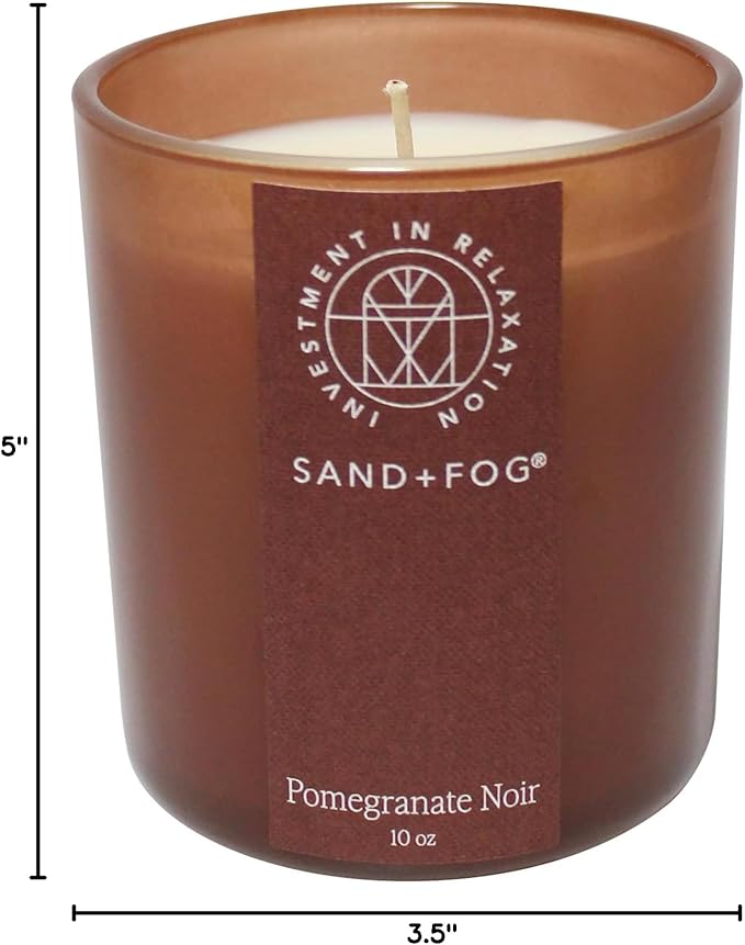 Sand + Fog Scented Candle - Pomegranite Noir – Additional Scents and Sizes – 100% Cotton Lead-Free Wick - Luxury Air Freshening Jar Candles - Perfect Home Decor – 10oz