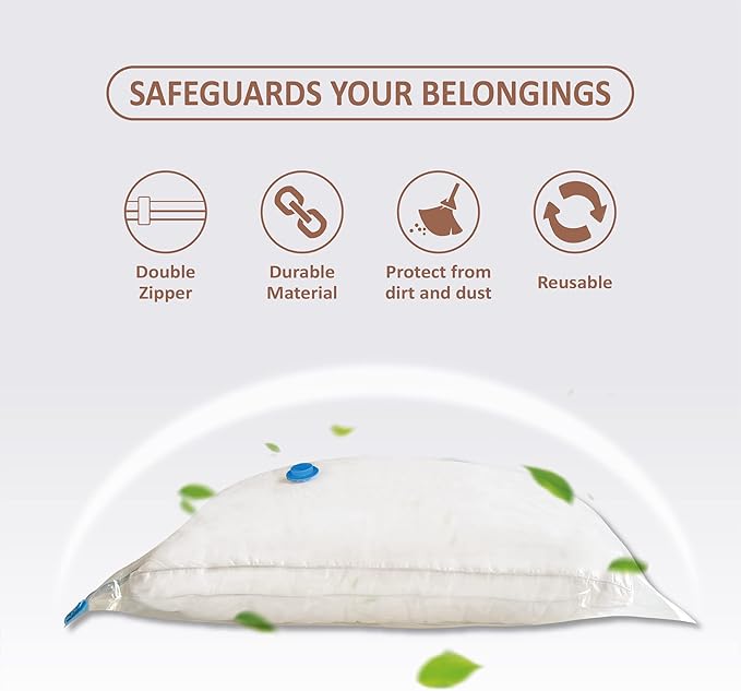 Roomimaster Vacuum Storage Bags, Vacuum Seal Space Saver Bags for Clothing, Travel Lugggage, Carry-on, Blankets, Comforters,Pillow, Bedding, 10 Small
