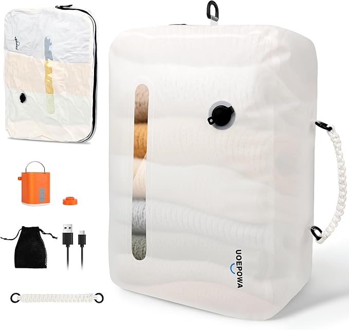 Travel Vacuum Bags with Pump, 33L Vacuum Seal Bags for Clothing, IPX8 Waterproof Vacuum Storage Bags with Handle for Luggage, Backpack, Suitcase, Home & Outdoor