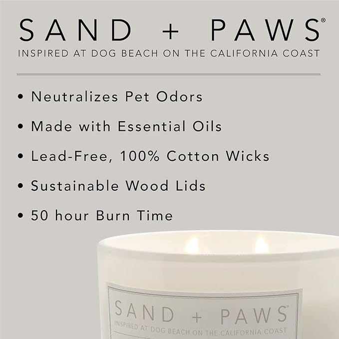 Sand + Paws Scented Candle - Apple Spice - Additional Scents and Sizes –Luxurious Air Freshening Jar Candles Neutralize pet Odors and Enhance Home décor – 100% Cotton Lead-Free Wicks - 21 oz