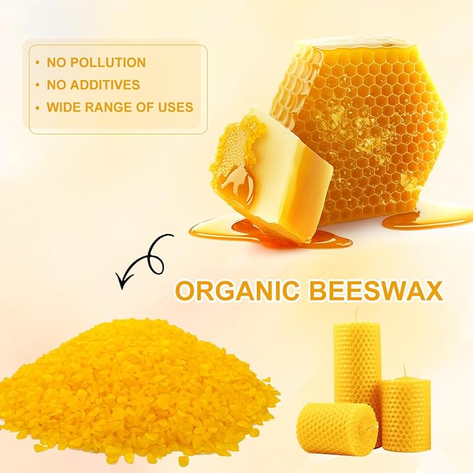 Beeswax Pellets 2LB, Yellow Beeswax, 100% Organic Beeswax for Candle Making, Body, Skin Care DIY, Lip Balm and Soap Making Supplies