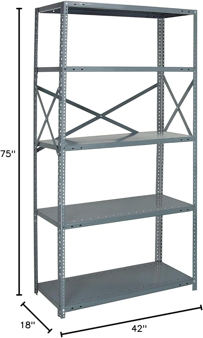 Quantum Storage Systems 75-1842-5 IRONMAN Solid Heavy Duty 5 Shelves 75" H x 42" W x 18" D