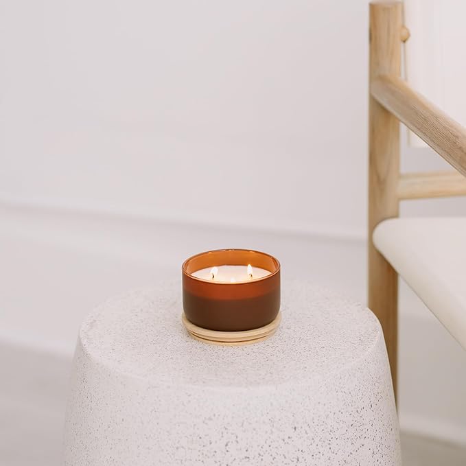 Calyan Wax Co. Mahogany & Cashmere 3 Wick Scented Candle - 30 Hour Burn - Luxury 3 Wick Soy Candles - Non Toxic Soy Wax Candles - Long Lasting Large Glass Jar Candle for Home - 8oz