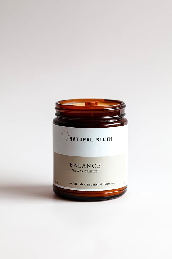 9 oz Beeswax Candle with Pure Essential Oils, Non-Toxic, Made Safe® Certified, Wooden Wick, Clean Burning (Balance)