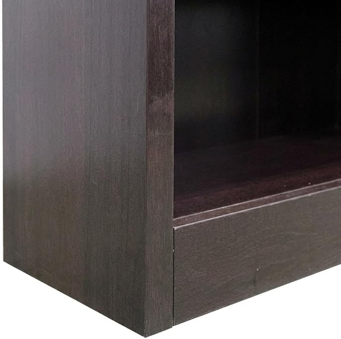 Furnifact Espresso Bookcase with 3 Shelves, Adjustable and Fixed Shelves, Holds Up to 70 lbs, Stylish Storage Solution for Living Room or Office