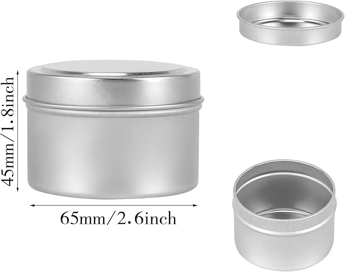 48 Pack 4oz Silver Candle Tins Jars, Empty Candle Jars for Making Candles, 48pcs Candle jars with Lids, Bulk Candle Making Kit For Adults, Small Business (48)