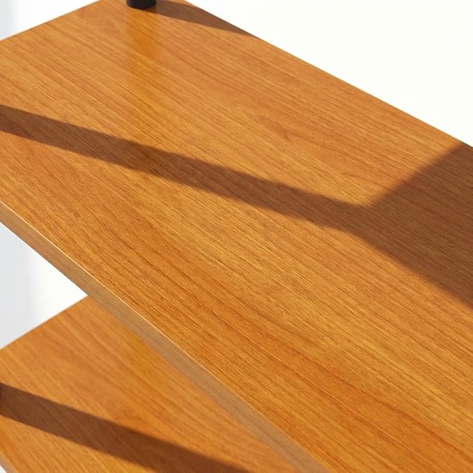 Furnifact Light Cherry Black Bookcase with Modern Design, Sturdy Wood Construction, Single Piece for Office, Living Room or Study Space
