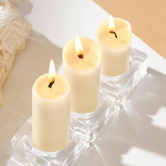 White Small Pillar Candles 16-Pack - 10-Hour Long Burning 100% Natural Beeswax Candles, Perfect for Everyday Use, Home & Travel, Power Outages，Classic Pillar Style (3.5"x1.3")
