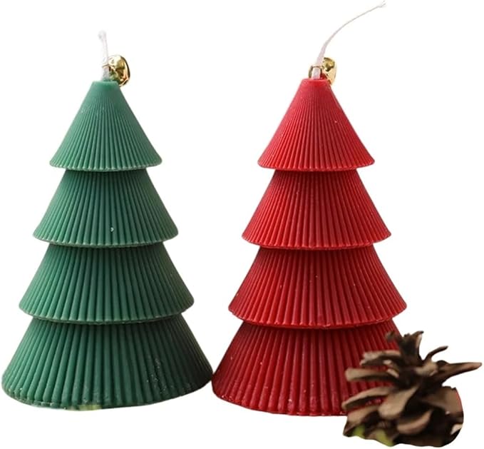 New 2026 1-21Pcs Fine Stripe Christmas Tree Scented Candle Silicone Mold 3D Taper Pine Resin Making Kit Diy Handmade Winter Decor PDNLVHV4084