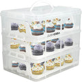 Cupcake Carrier, Cupcake Holder | Premium Upgraded Model Holds Cupcakes Steadier | Store up to 36 Cupcakes or Muffins | Stacking Cupcake Storage Container | Use 1,2, or 3 Tiers (White)