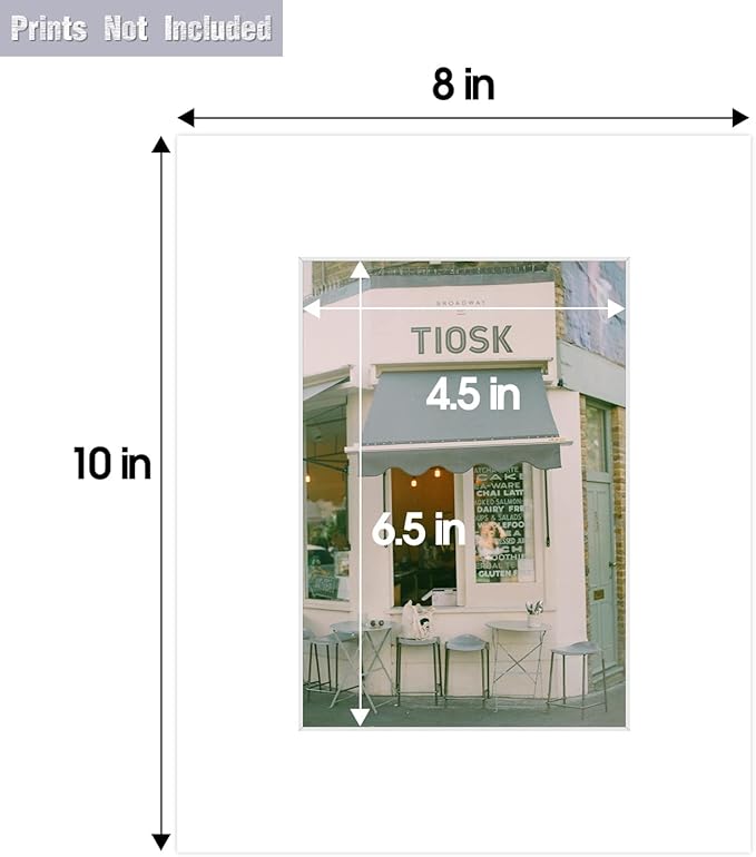 Golden State Art Pack of 10, Acid-Free White Pre-Cut 8x10 Picture Mat for 5x7 Photo with White Core Bevel Cut Frame Mattes