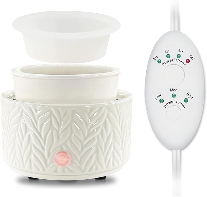 EQUSUPRO Wax Melt Warmer with Timer-3-in-1 Wax Melter Burner with Silicone Liner, Fragrance Warmer for Scented Candles, Wax Tarts, Essential Oils to Freshen Home Office, Auto Shut Off & Temperature