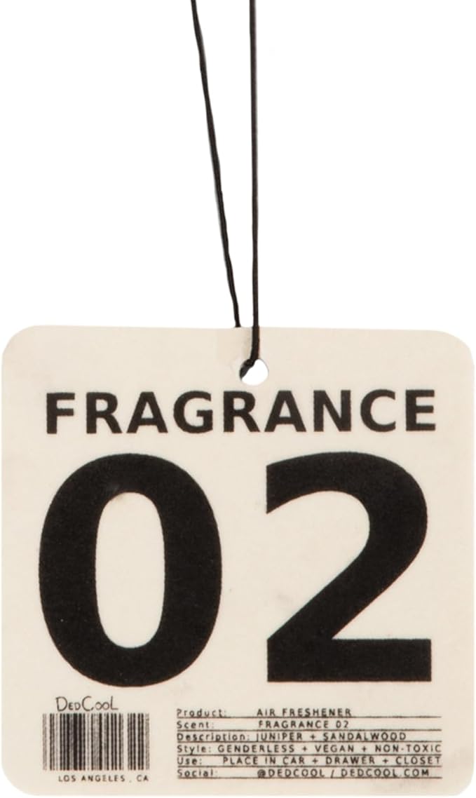DedCool Air Freshener | Fragrance 02 | Hanging Odor Eliminator for Cars, Closets & Drawers | Juniper, Green Floral, Sheer Woods, Patchouli & Sandalwood | Long-Lasting, Non-Toxic