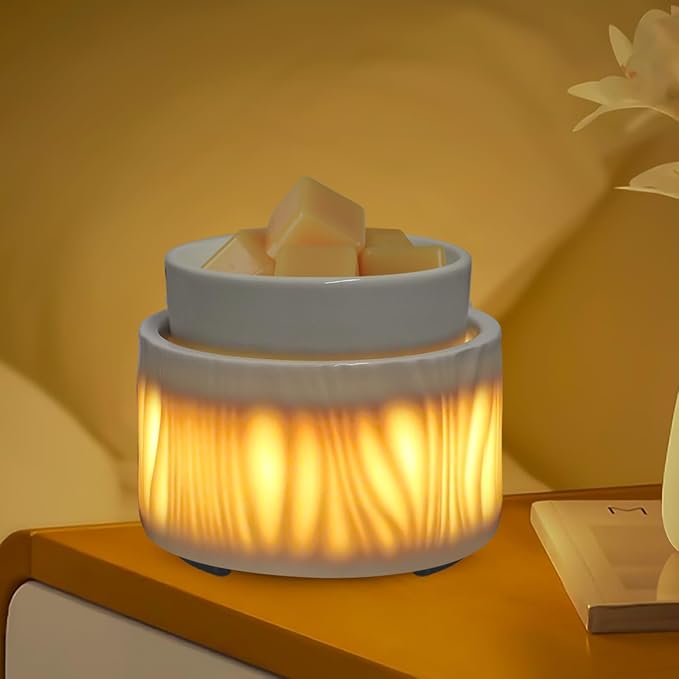 Ceramic Wax Melt Warmer for Scented Wax Warmer with 7 Colors LED Ambiance Light 3-in-1 Electric Fragrance Candle Burner for Home Office Deco Birthday Gifts for Women Girl Mom Daughter 1 pcs