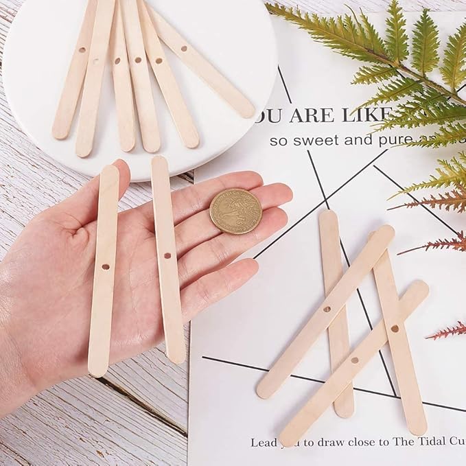 Wooden Candle Wick Holders Pack of 150pcs Wick Centering Devices Candle Wick Bars for Candle Making … (4.5inch - 150pcs)
