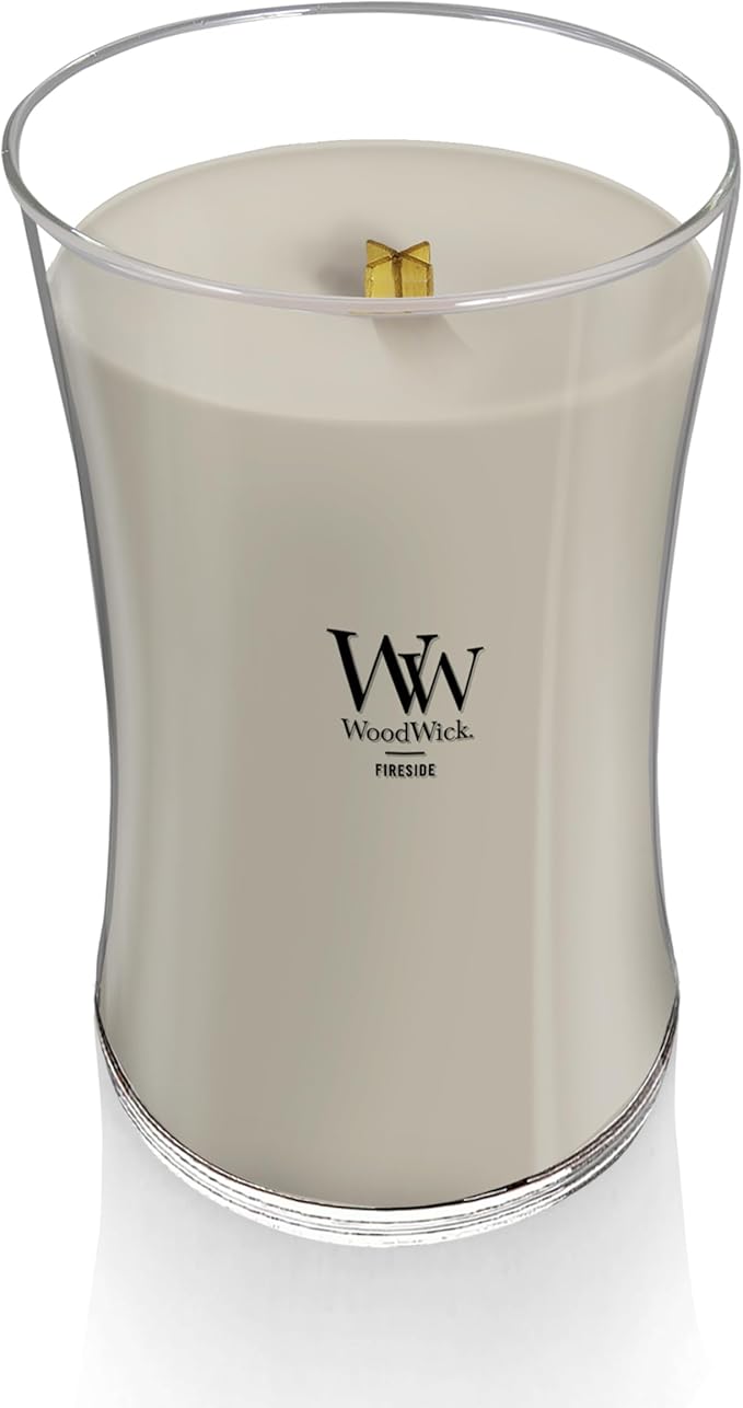 WoodWick Large Hourglass Fireside Candle, Premium Soy Blend Wax, Crackles as it burns, Perfect for Gifting, 21oz