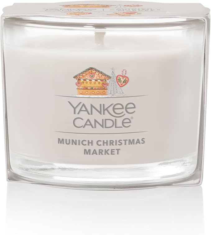 Yankee Candle Signature Votive Mini Candle Jar, Munich Christmas Market, Natural Soy Wax Blend Candle with Natural Fiber Wick, 1.3 OZ Glass Jar (Pack of 12)