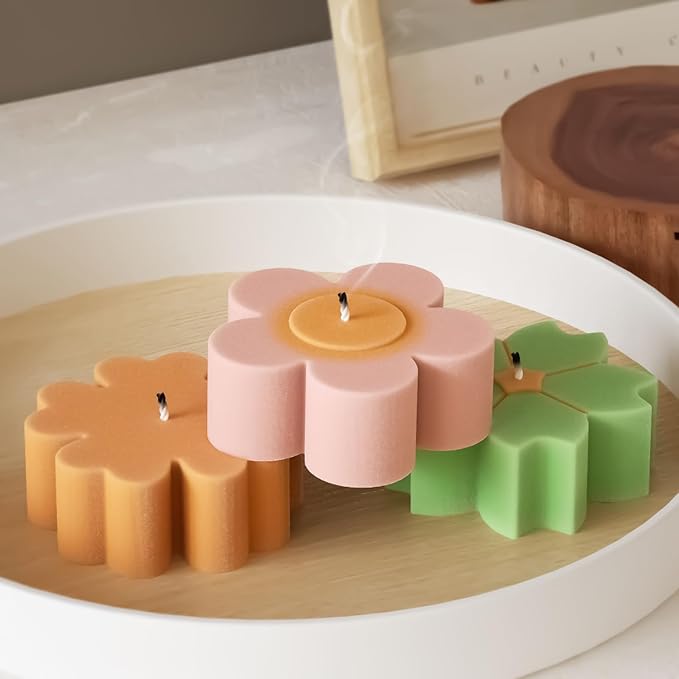4 Pack Candle Molds for Candle Making, Moldes para Velas, Flower Molds Silicone Candle Molds for DIY Scented Candle, Soy Wax, Cake, Soap, Resin Casting Craft Making