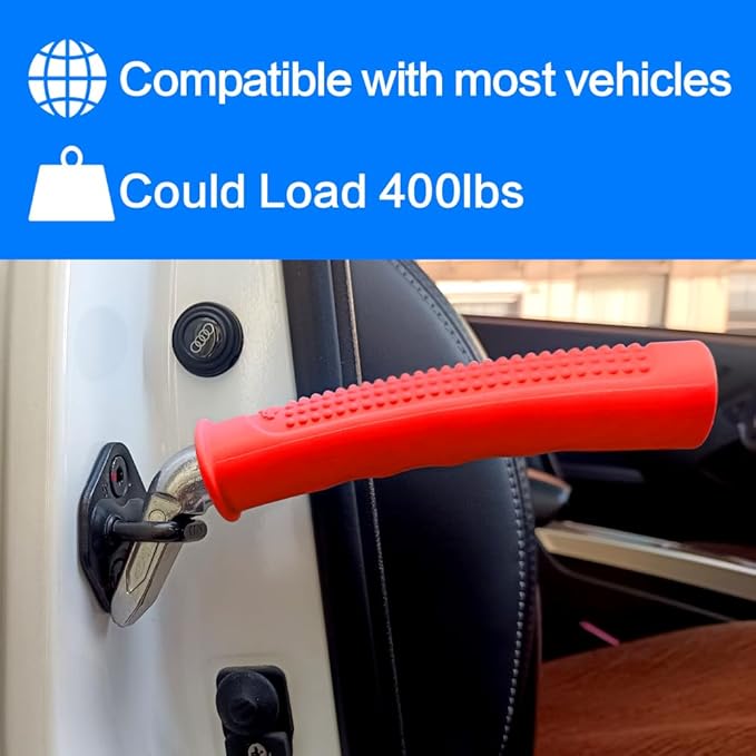 Car Assist Handle for Elderly - 2Pack Auto Cane with Emergency Window Breaker, 400lbs Capacity Vehicle Support Handle for Seniors & Handicapped