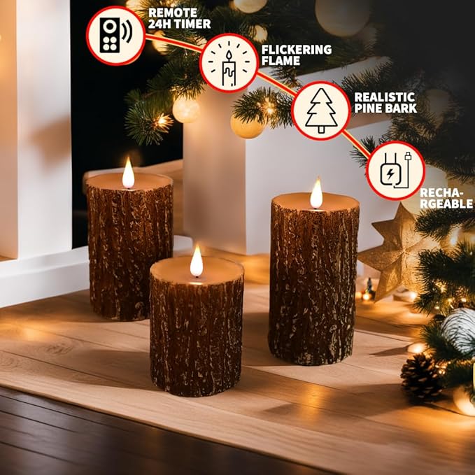 NICEME LED Flameless Candles Real Wax Battery Operated Candles Flickering Teardrop Wick Electric Decorative Pillar Candles with Remote Timer