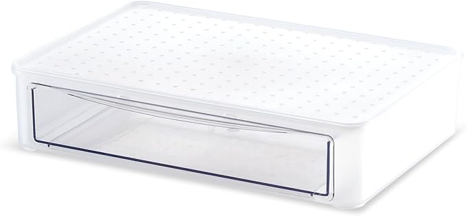 madesmart Stackable Pull-Out Drawer Organizer, Clear Drawer for Makeup, Cotton Balls, Skincare & Bathroom Essentials, Countertop or Cabinet Storage, White