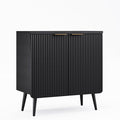 Sideboard Buffet Cabinet with Storage, Modern Fluted Accent Credenza with 2 Doors, Buffet Media Console Entryway Cabinets with Adjustable Shelves for Living Room Dining Room Hallway, Black