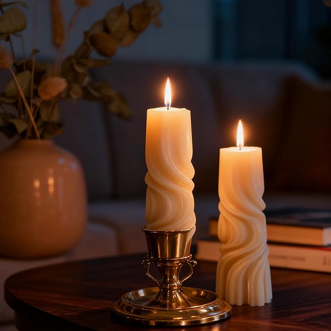 2 Packs Spiral Wave Candle Molds - Silicone Resin Casting Molds for Aromatherapy Plaster, Resin Casting Mould for Gifts Home Decor & Soap Craft Supplies
