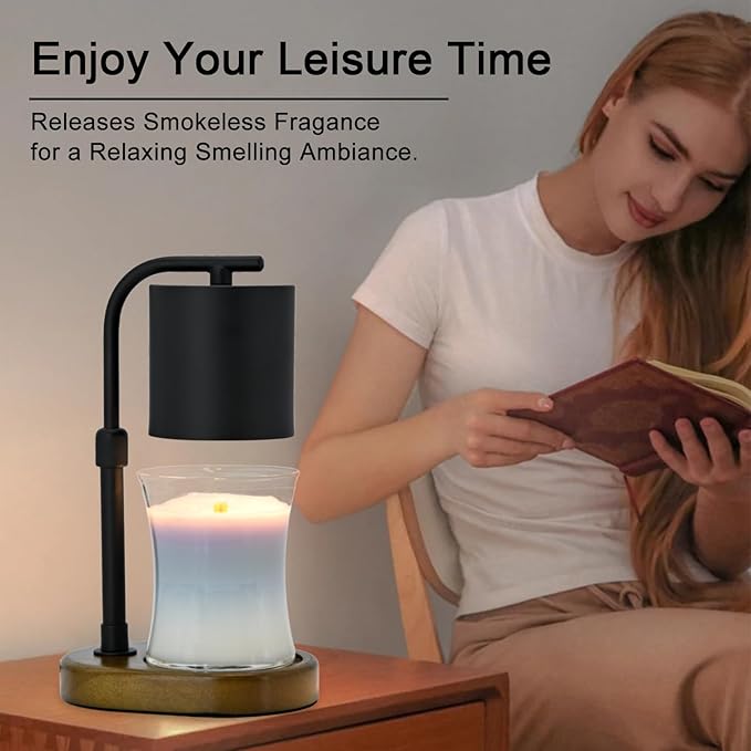 Candle Warmer Lamp Timer - Birthday Gifts for Women Mom, House Warming Gifts New Home Decor, Modern Farmhouse Decor, Candle Warmer for All Jar Candles with 2 Bulb Black