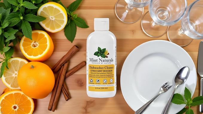 Natural Dishwasher Cleaner & Degreaser Liquid – USDA Organic Peppermint Oil Formula That Helps Remove Limescale, Grease & Odor, 12 oz – Made in USA by Mint Naturals