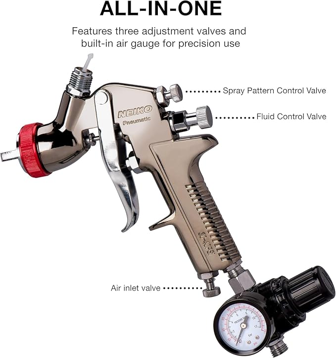 NEIKO 31216A Air Spray Paint Gun, HVLP with Gravity Feed, 2.0 MM Nozzle, 600 CC Capacity, Spray Gun Paint Sprayer for Walls, Automotive, Home Improvement
