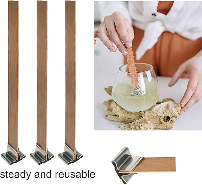 Thicken Wooden Candle Wicks 5.1 X 0.5 Inch Natural Candle Wood Wicks with Stand Candle Cores for DIY Candle Making Craft Smokeless Wood Wicks (50 pcs)