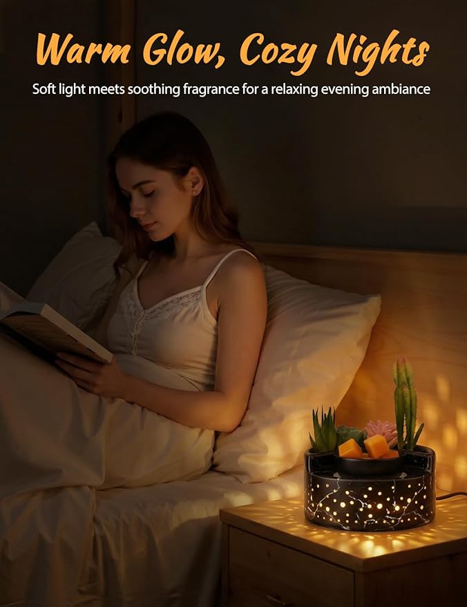 Wax Warmer Wax Melt Warmer for Scented Wax, 4-in-1 Ceramic Electric Candle Wax Melter Burner Fragrance,PTC Heating with 7 Colors LED Changing Light for Scented Wax Melts/Tarts/Fragrance Cubes