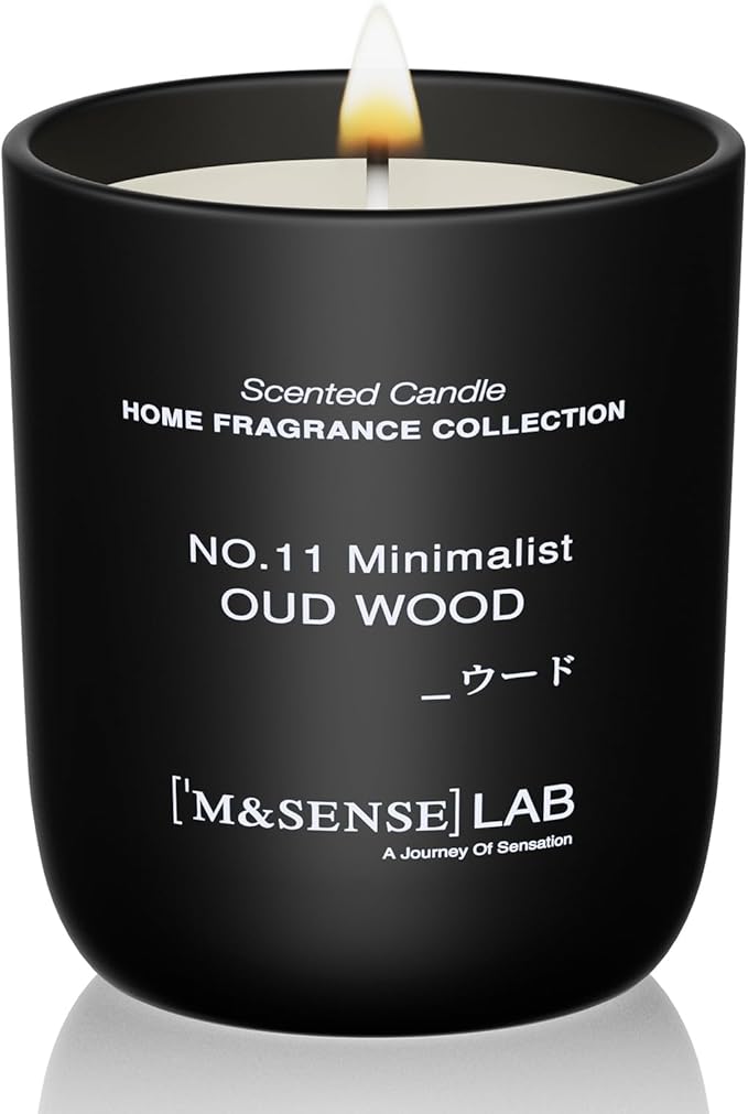 M&SENSE Natural Soy Candle| Oud Wood | 5.3 oz | Mini Spring Scented Candles for Relaxation, Valentines Day Gift, Home Décor | for Bedroom, Office, Party Small