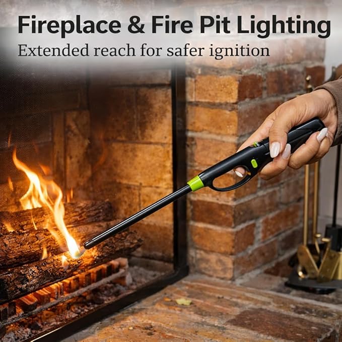 Long Reach BBQ Utility Lighters with Safety Lock, 12 Pack, Multipurpose for Grill, Candles, Stove, Fireplace, Assorted Colors