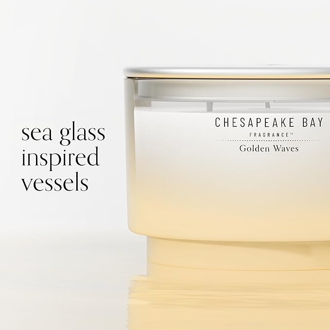 Chesapeake Bay, 14.5oz Golden Waves Scented Candle, Mood Evoking Fragrance, Sea Glass-Inspired Jar, Premium Soy Blend Wax with Essential Oils, Coastal Fragrance for Home Décor or Gifting