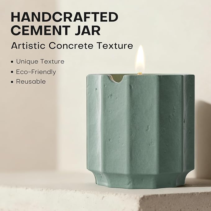 Scented Candles Set for Home, Natural Soy Wax Candle Gift, Non-Toxic Cement Jar Candles, Luxury Aromatherapy for Stress Relief, Highly Scented, Gifts for Women and Men (Mint & Rosemary)