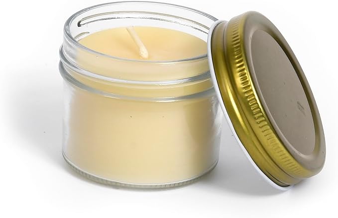BeeTheLight Beeswax Jar Candle - 100% Pure USA Bees Wax in Glass Container - All Natural Light Honey Scent