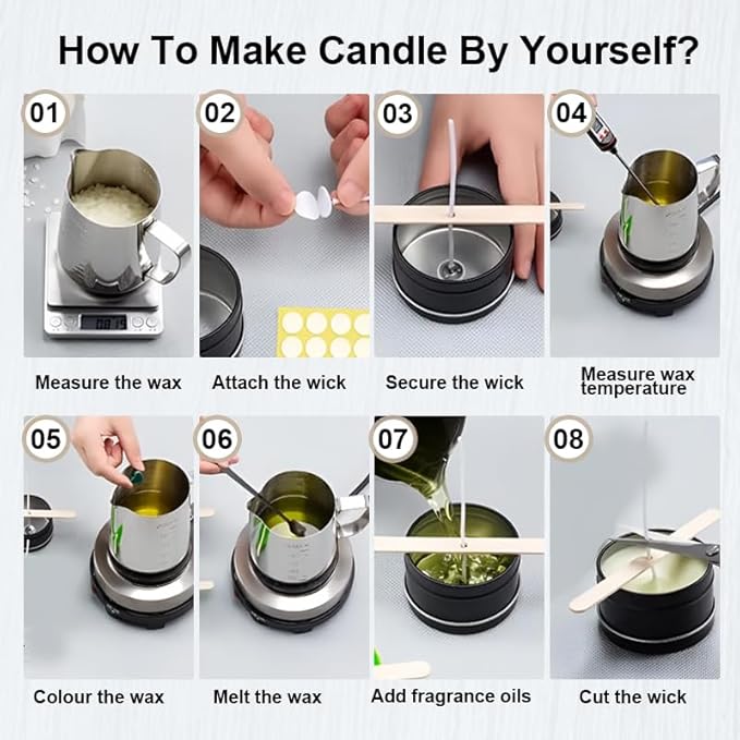 DIY Candle Making Supplies for Adults and Beginners, Including Soybean Wax, Exquisite Stickers, Candle Jars, Wicks, and Homemade Candle jar Sets with Essential Oils.