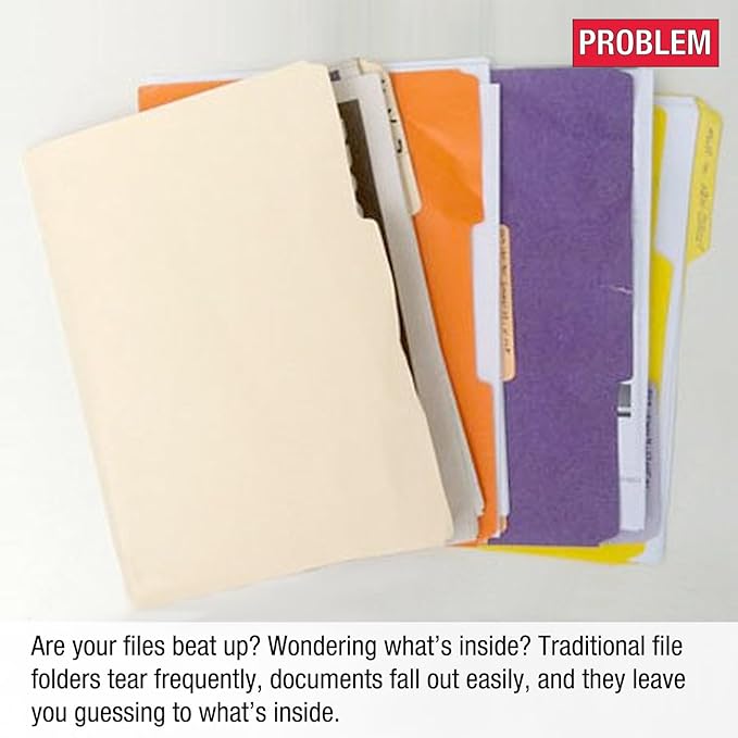 Ultimate Office PocketFile Clear Poly Document Folder Project Pockets, 3rd-Cut, Letter Size, in 6 Assorted Colors, Set of 72