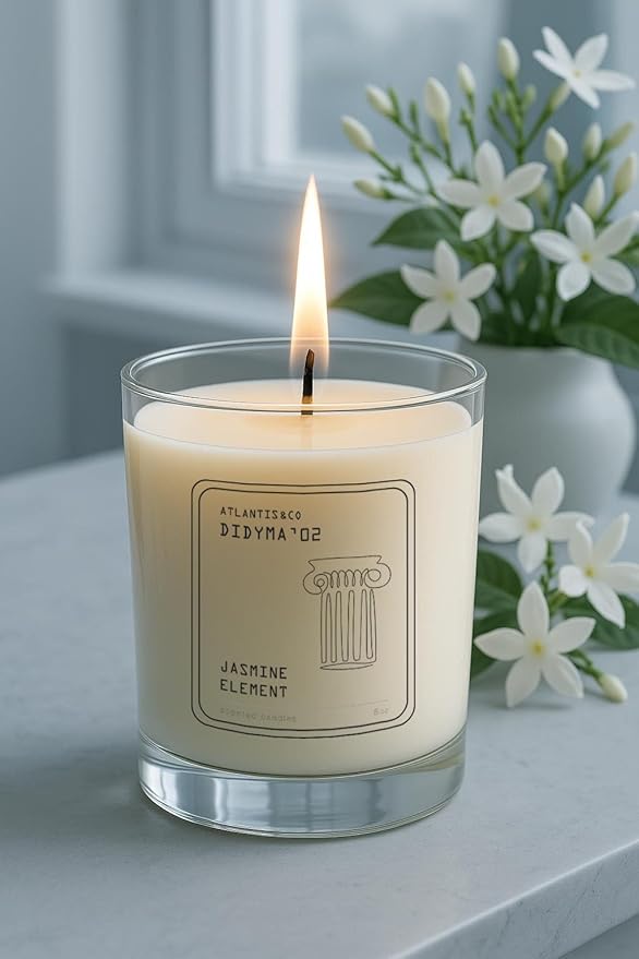 Jasmine Element Scented Candle, 8oz Jar with Long-Lasting Burn, Giftable, Holidays,Birthdays