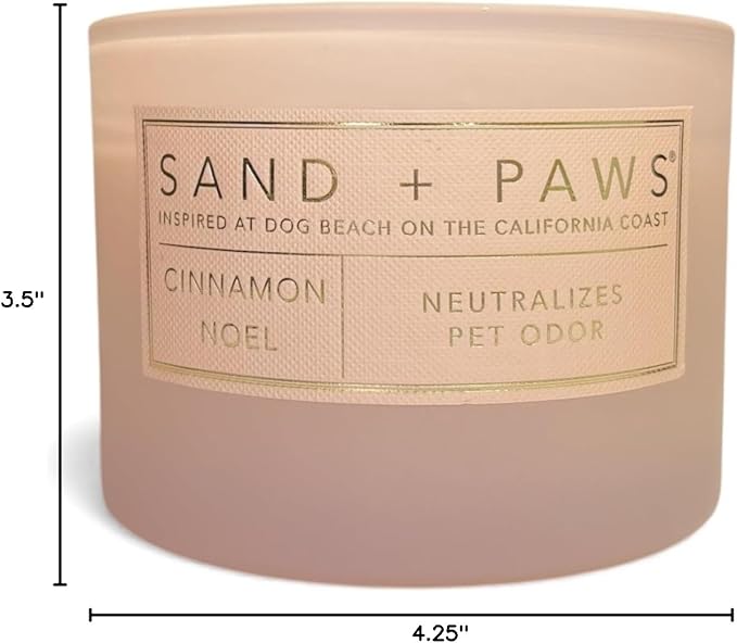 Sand + Paw Scented Candle - Cinnamon Noel – Additional Scents and Sizes – 100% Cotton Lead-Free Wick - Luxury Air Freshening Jar Candles - Perfect Home Decor – 12oz