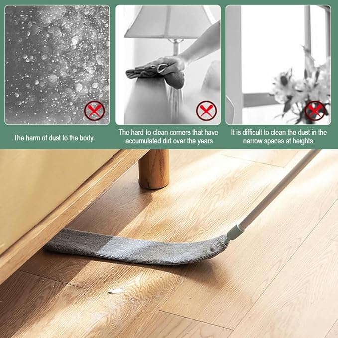 Saker Retractable Gap Dust Cleaning Artifact, Telescoping Bendable Microfiber Duster for High Ceilings, Under Furniture & Hard-to-Reach Areas, Washable Extendable Dusting Tool (2 Sets)