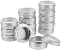 BENECREAT 14 Pack 2 OZ Tin Cans Screw Top Round Aluminum Cans Screw Lid Containers with Clear Window - Great for Store Spices, Candies, Tea or Gift Giving (Platinum)