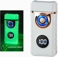 Electric Lighters Plasma Lighters Rechargeable with with LED LED Display and LED Emergency Lights Windproof USB Rechargeable Lighter Cool Lighte for Candle,Camping,Gift(Luminous White)