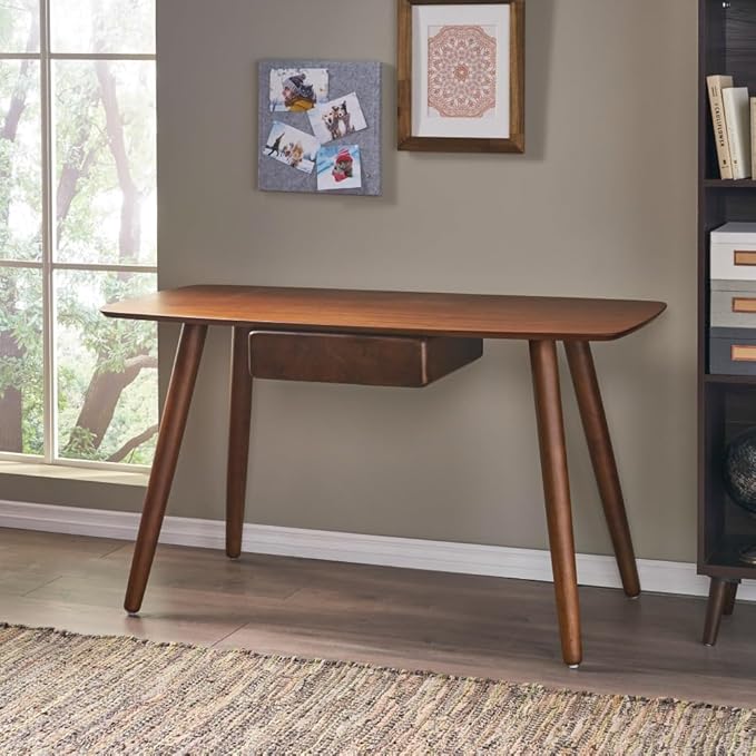 L Shaped Computer Desk with Drawers Modern Home Office Workstation Study Writing Table Walnut Color Gaming Desk for Bedroom
