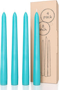 CANDWAX 8 inch Turquoise Taper Candles Pack of 4 - Unscented Smokeless Dripless Tall Candlesticks - Perfect for Holidays, Ordinary Dinners and Special Occasions - Teal Taper Candles