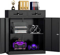 Superday Lockable Storage Cabinet with 2 Drawers, 36" Metal Storage Cabinet with Locking Doors and Adjustable Shelves, Black Metal Locking Cabinets for Home Office Garage School