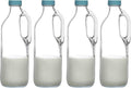 2 Pc 47oz Clear Glass Bottle Set with Handle and Lids - Airtight Food Jug - Glass Kitchen Pitcher (4)