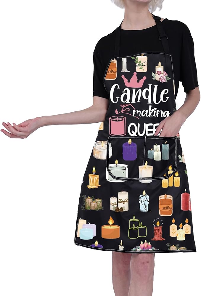 FUSTMW Candle Making Apron Candle Making Queen Gifts for Candle Makers DIY Kitchen Baking Chef Grill Apron with Pockets