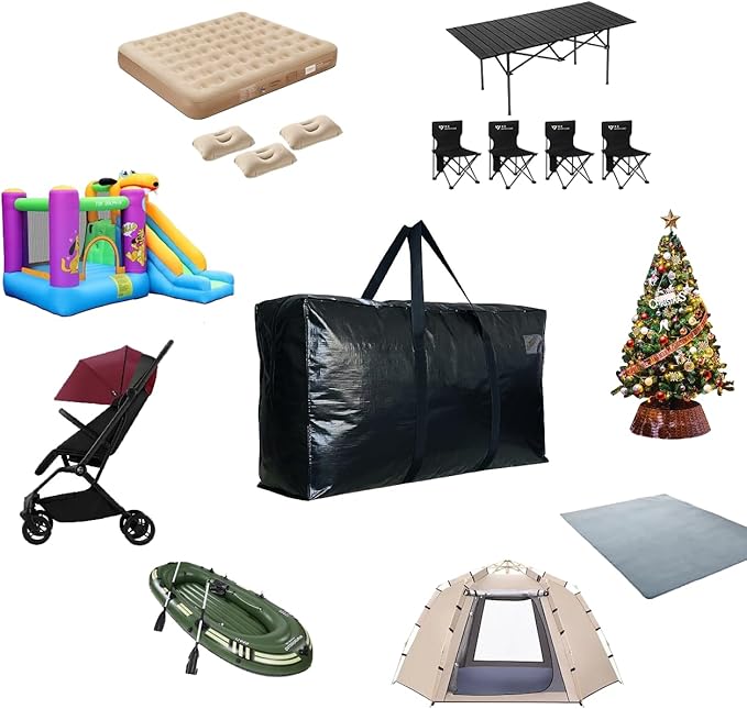 60 Gallon Extra Large Storage Bags, Jumbo Moving Storage Bags Heavy Duty, Foldable Big Blue XL Duffle Bag for Travel,Christmas Tree Bag